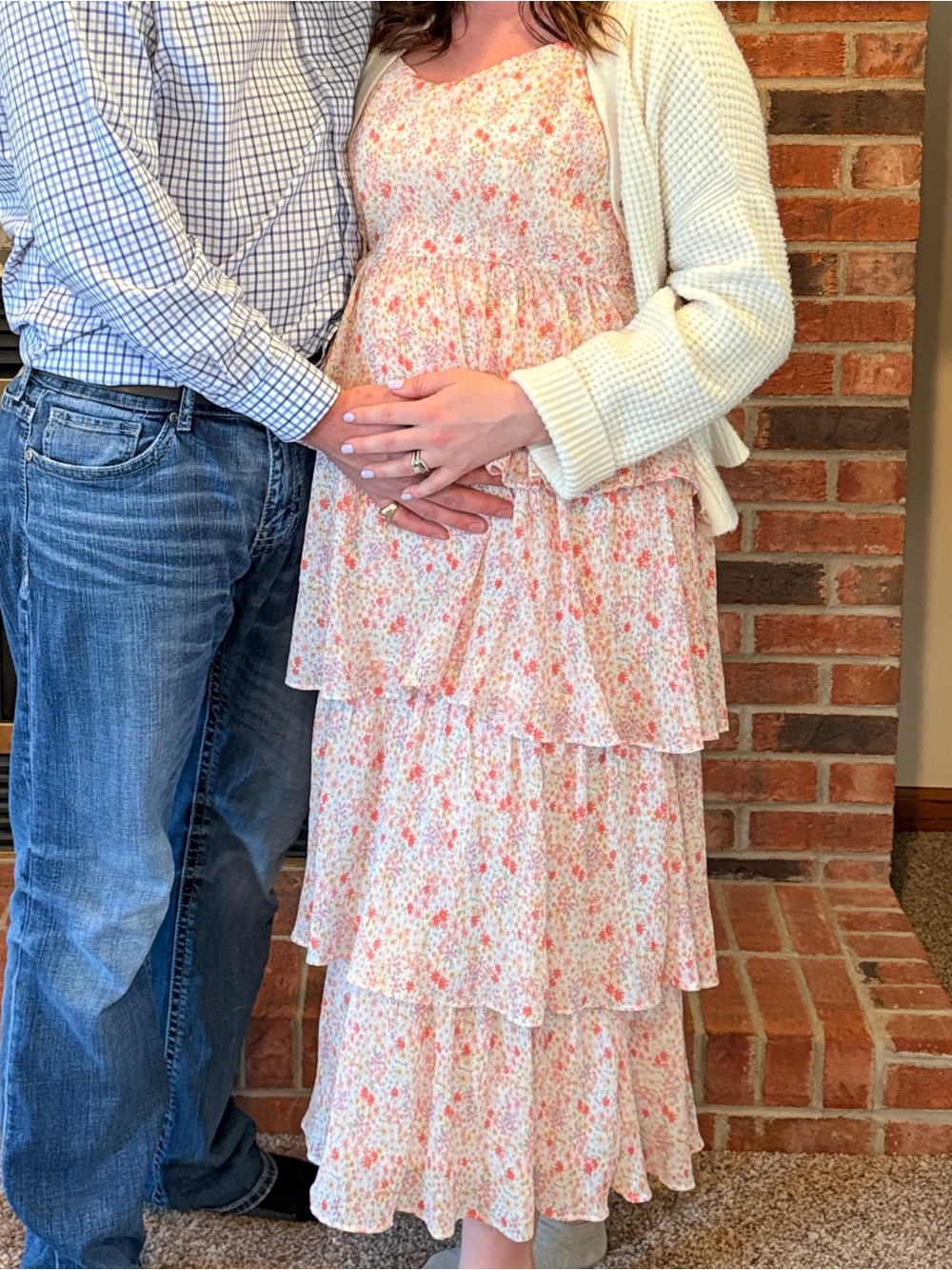Floral Tiered Dress in Peach Pink